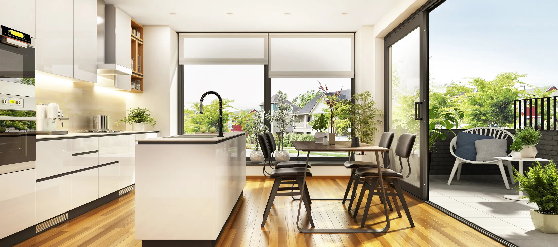 Living amplio con aberturas de aluminio de piso a techo